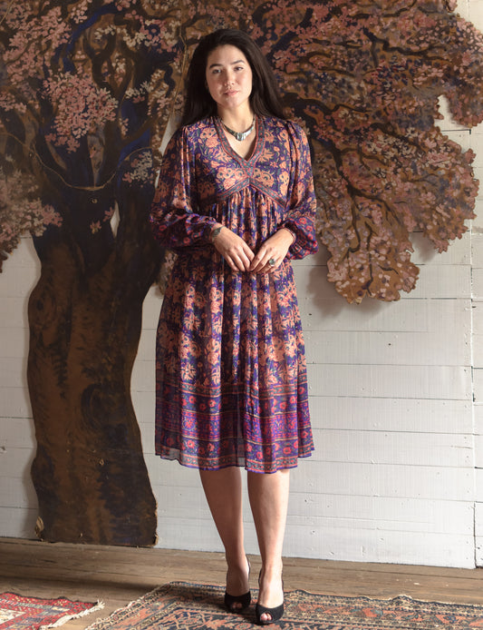 1970s Flawless Ritu Kumar Judith Ann Indian Silk Dress - Size XS