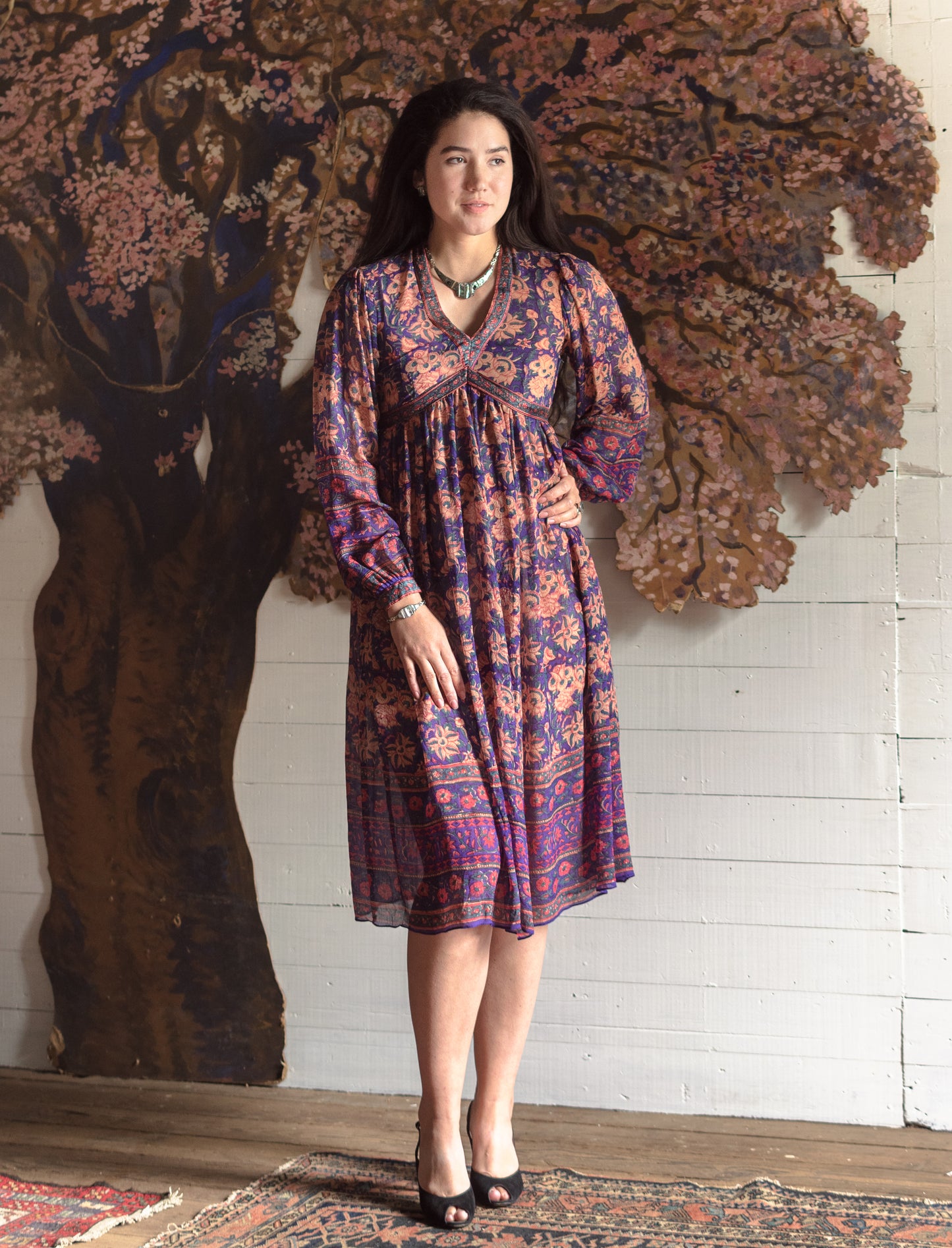 1970s Flawless Ritu Kumar Judith Ann Indian Silk Dress - Size XS