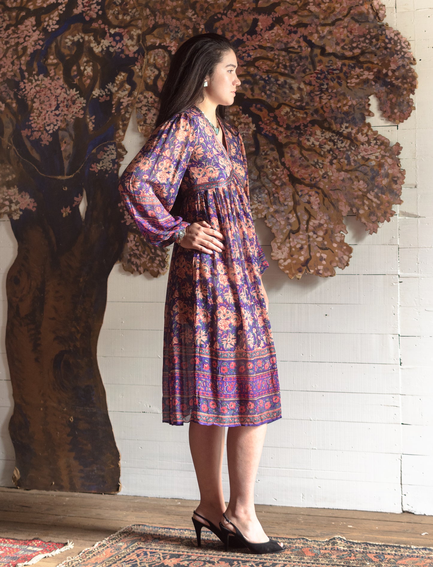 1970s Flawless Ritu Kumar Judith Ann Indian Silk Dress - Size XS