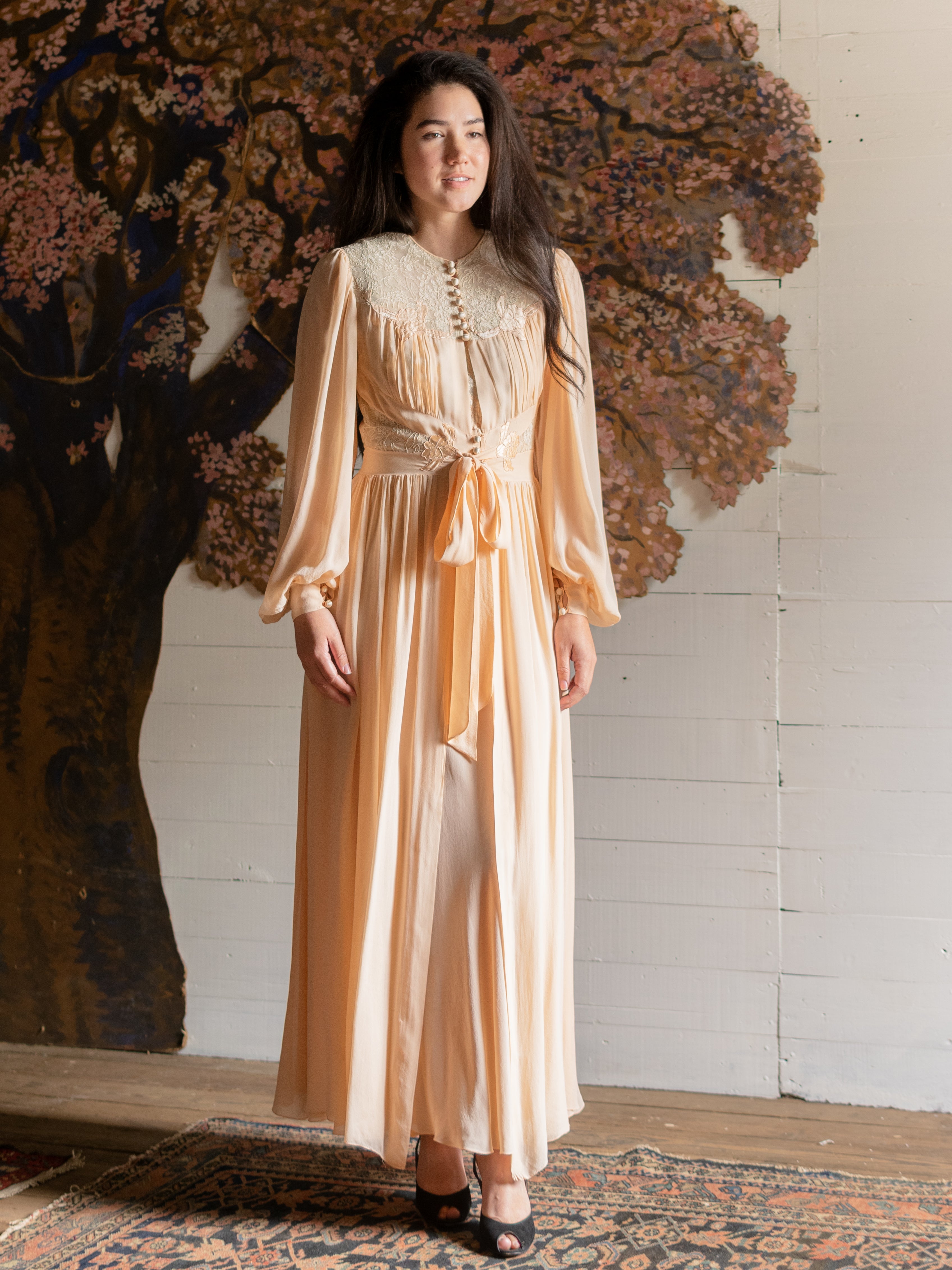 Silk nightgown robe discount set