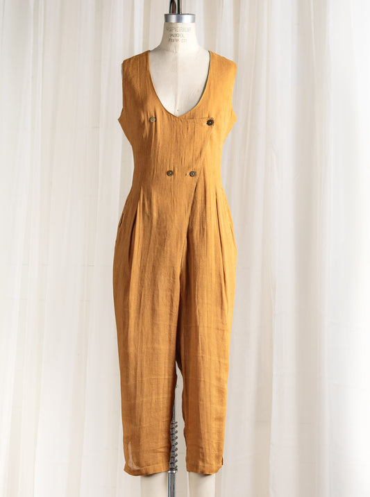 1980's Claude Montana Italian Linen Jumpsuit - Second Sight Vintage